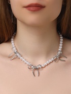 Колье «Бантик» с жемчугом, белое в серебре - Фото 7