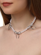 Колье «Жемчуг. Бантик», L=32 см, белое в серебре - Фото 1