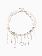 Колье «Многослойность» жемчужное, белое в серебре - Фото 1