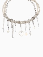 Колье «Многослойность» жемчужное, белое в серебре - Фото 2