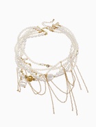Колье «Многослойность» жемчужные бусины, белое в золоте - Фото 2