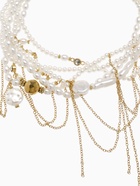 Колье «Многослойность» жемчужные бусины, белое в золоте - Фото 3