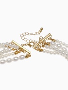 Колье «Многослойность» жемчужные бусины, белое в золоте - Фото 4