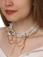 Колье «Многослойность» жемчужные бусины, белое в золоте - Фото 8