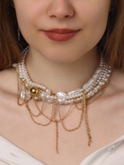 Колье «Многослойность» жемчужные бусины, белое в золоте - Фото 9