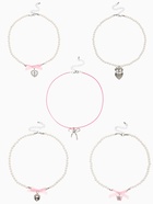 Колье «Бантик» набор 5 шт. бело-розовое в серебре - Фото 3