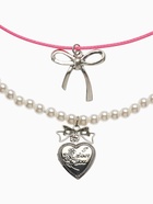 Колье «Бантик» набор 5 шт. бело-розовое в серебре - Фото 5