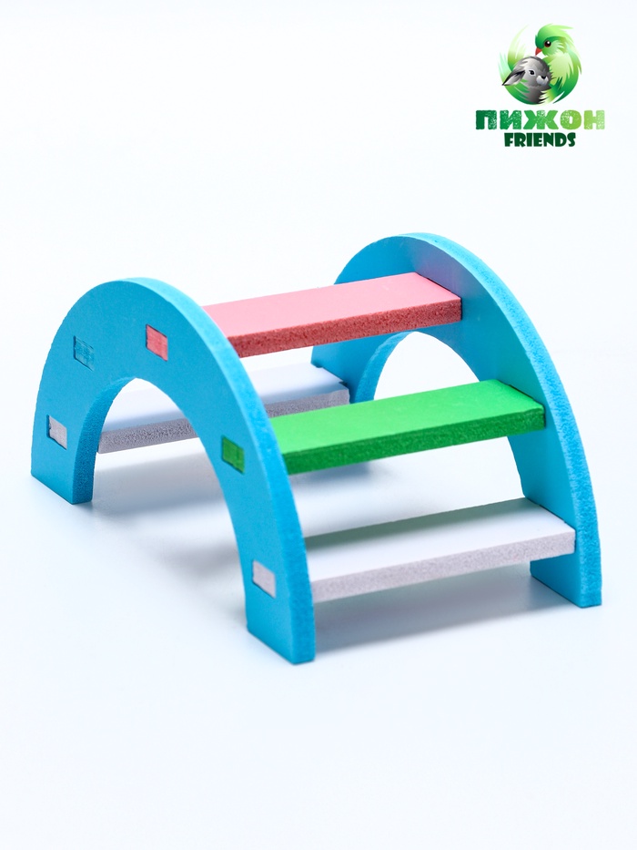 Лесенка для грызунов, с цветными ступеньками, синяя - Фото 1