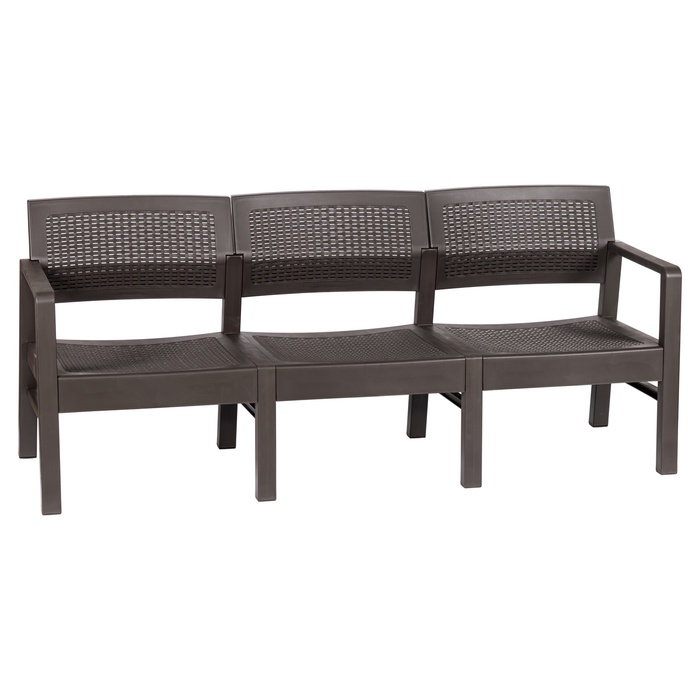 Диван садовый «Ротанг», пластик, 58×178×75 см, трёхместный, мокко - Фото 1