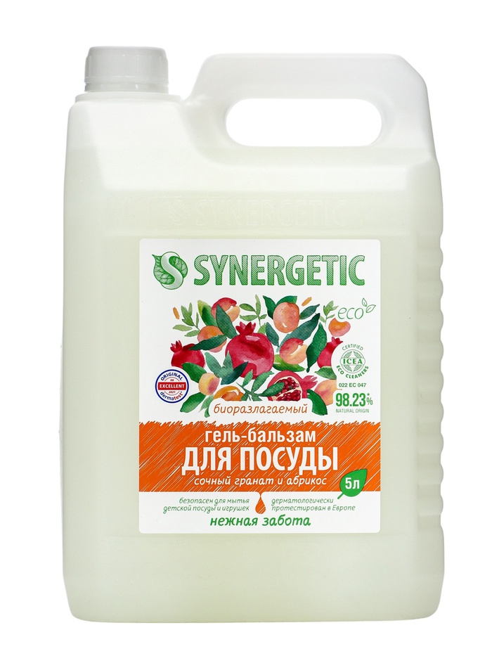 Средство для мытья посуды Synergetic «Сочный гранат и абрикос», биоразлагаемое, гель-бальзам, 5 л - Фото 1
