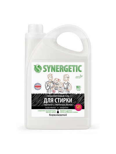 Гель для стирки Synergetic Black protect, 3.75 л