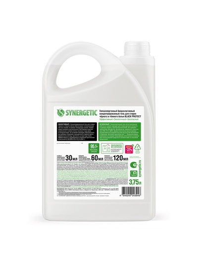 Гель для стирки Synergetic Black protect, 3.75 л