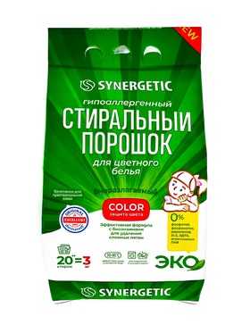 Стиральный порошок Synergetic Color, гипоаллергенный, 3 кг 10893712