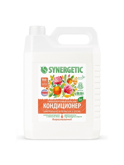 Кондиционер-бальзам для белья Synergetic «Цветущий апельсин и роза», 5 л