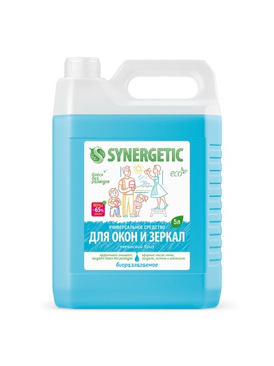 Средство для мытья окон и зеркал Synergetic «Океанский бриз», 5 л