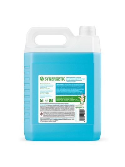 Средство для мытья окон и зеркал Synergetic «Океанский бриз», 5 л