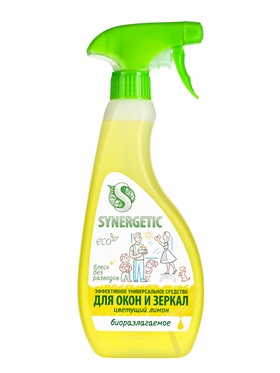 Средство для мытья окон и зеркал Synergetic «Цветущий лимон», 500 мл 10893729