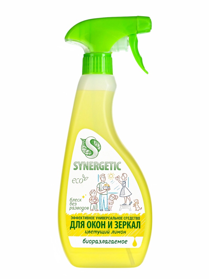 Средство для мытья окон и зеркал Synergetic «Цветущий лимон», 500 мл - Фото 1