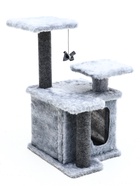 Домик для кошек с когтеточкой, квадратный, 3х-этажный, 33 × 42 × 63 см, ковролин, серая 10892886 - фото 14672184