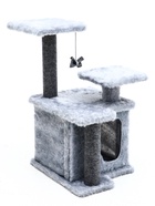 Домик для кошек с когтеточкой, квадратный, 3х-этажный, 33 × 42 × 63 см, ковролин, серая 10892886 - фото 16556267