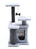 Домик для кошек с когтеточкой, квадратный, 3х-этажный, 33 × 42 × 63 см, ковролин, серая 10892886 - фото 16556268