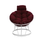 Кресло «Папасан», 77×81×68 см белое, бордовая подушка - Фото 1