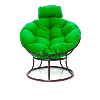 Кресло «Папасан», 77×81×68 см, коричневое, зелёная подушка