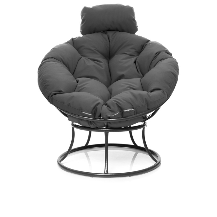 Кресло «Папасан», 77×81×68 см, коричневое, серая подушка - Фото 1