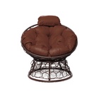 Кресло «Папасан» с искусственным ротангом, 77×81×68 см, коричневое, коричневая подушка - Фото 1