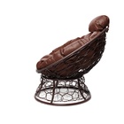 Кресло «Папасан» с искусственным ротангом, 77×81×68 см, коричневое, коричневая подушка - Фото 2