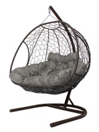 Кресло - кокон подвесное «Добрыня», 133×112×193 см, с искусственным ротангом, коричневое, с серой подушкой  (артикул 10894123)  большой выбор товаров оптом и в розницу по низким ценам с доставкой