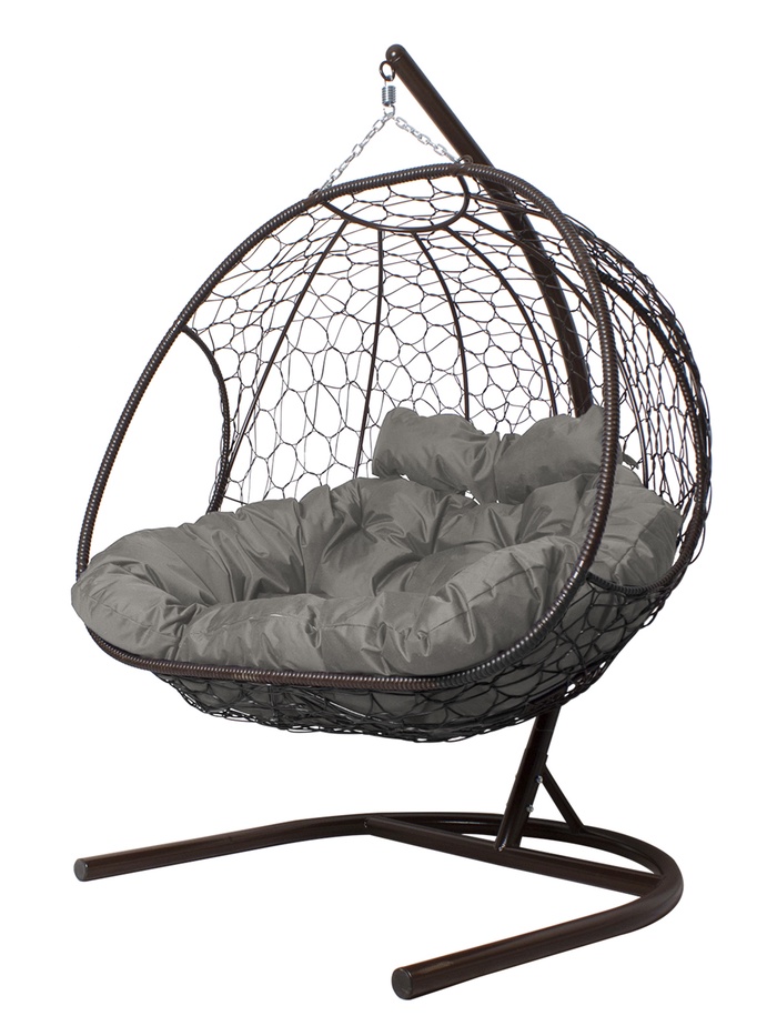 Кресло - кокон подвесное «Добрыня», 133×112×193 см, с искусственным ротангом, коричневое, с серой подушкой - Фото 1
