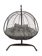 Кресло - кокон подвесное «Добрыня», 133×112×193 см, с искусственным ротангом, коричневое, с серой подушкой  (артикул 10894123)  большой выбор товаров оптом и в розницу по низким ценам с доставкой