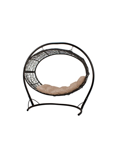 Подвесное кресло - кокон «Венера», с искусственным ротангом, 180×77×164 см, чёрное, бежевая подушка