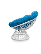 Кресло «Папасан» с искусственным ротангом, 96×98×81 см, с механизмом качания, белое, голубая подушка - Фото 2