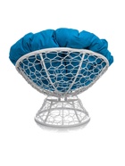 Кресло «Папасан» с искусственным ротангом, 96×98×81 см, с механизмом качания, белое, голубая подушка - Фото 3
