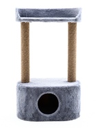 Домик для кошек с когтеточкой, 51×31×87 см, с овальной полкой, джут, серый - Фото 3