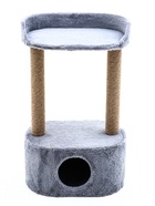 Домик для кошек с когтеточкой, 51×31×87 см, с овальной полкой, джут, серый - Фото 4