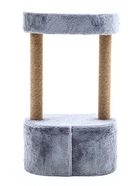 Домик для кошек с когтеточкой, 51×31×87 см, с овальной полкой, джут, серый - Фото 5