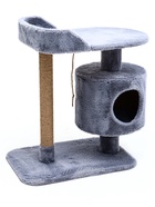 Комплекс для кошек с когтеточкой, 58×38×70 см, с лежанкой, джут, серый - Фото 1