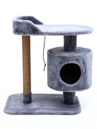 Комплекс для кошек с когтеточкой, 58×38×70 см, с лежанкой, джут, серый - Фото 3