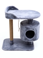 Комплекс для кошек с когтеточкой, 58×38×70 см, с лежанкой, джут, серый - Фото 4