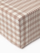 Простыня на резинке 2-спальная «Этель» Beige cage, 160×200+30 см, жатый хлопок - Фото 4
