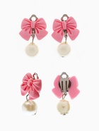 Набор детских украшений Выбражулька «Бант», 4 предмета: кулон, браслет d=6 см кольцо, клипсы, бело-розовый - Фото 6