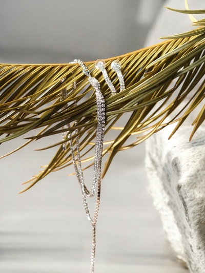 Набор 2 предмета: колье-чокер, серьги «Блеск», белый в серебре