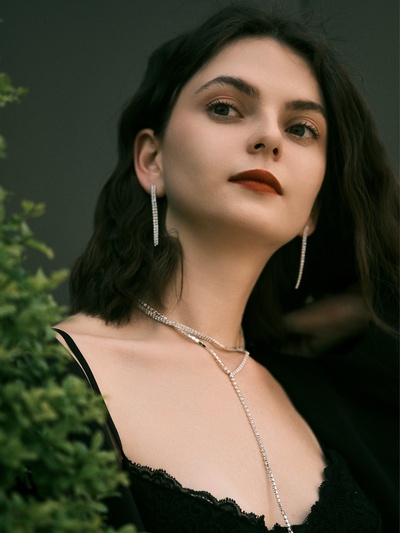 Набор 2 предмета: колье-чокер, серьги «Блеск», белый в серебре