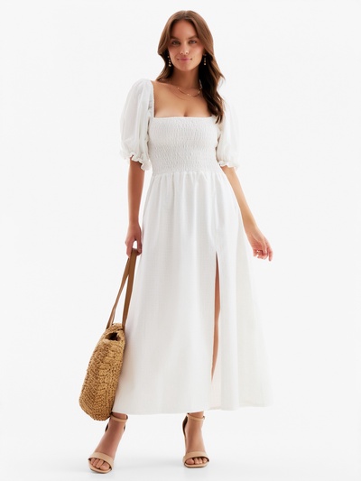 Платье миди женское MIST Flower, белое, размер 46