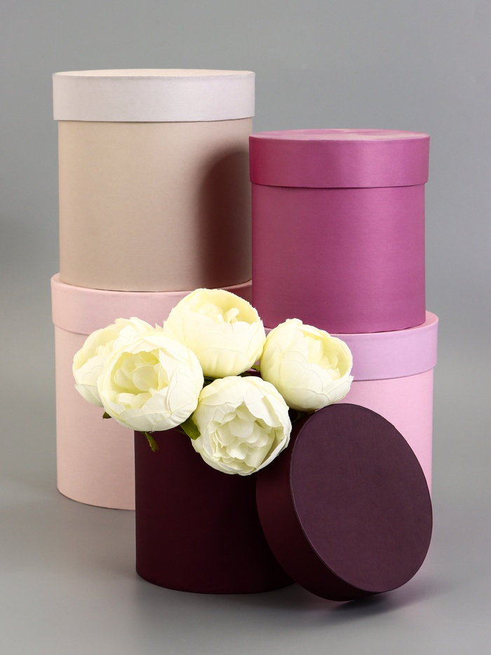 Набор круглых коробок 5 в 1« Лаванда», 20×20 - 15×15 - Фото 1