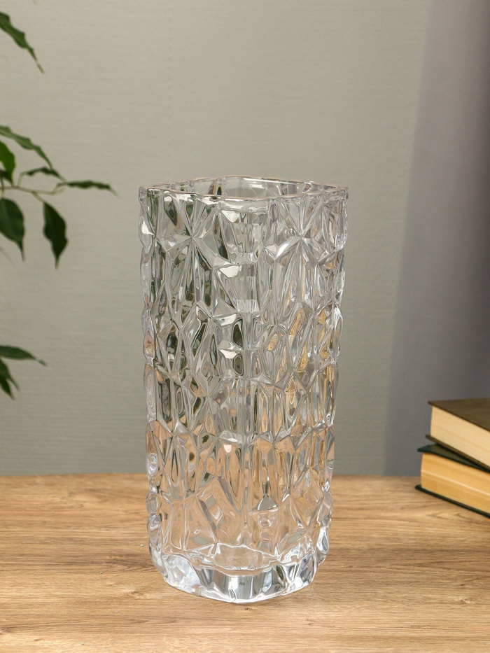 Ваза для цветов «Эдисон», лучики, 29×12 см, стекло, прозрачная