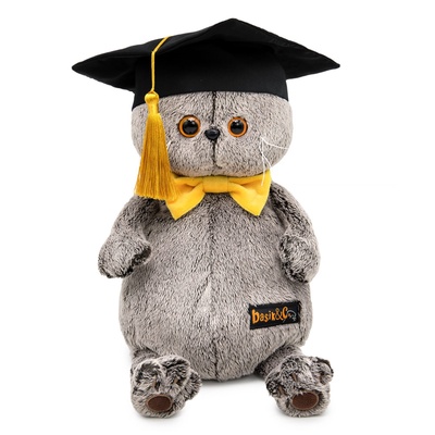 Мягкая игрушка «Кот Басик» 25 см, в академической шапочке МИКС